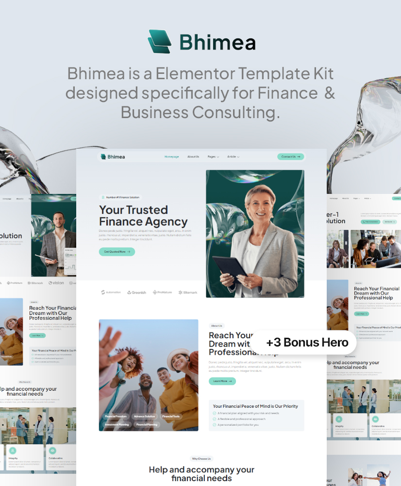 Bhimea - Finance & Business Consulting Elementor Template Kit