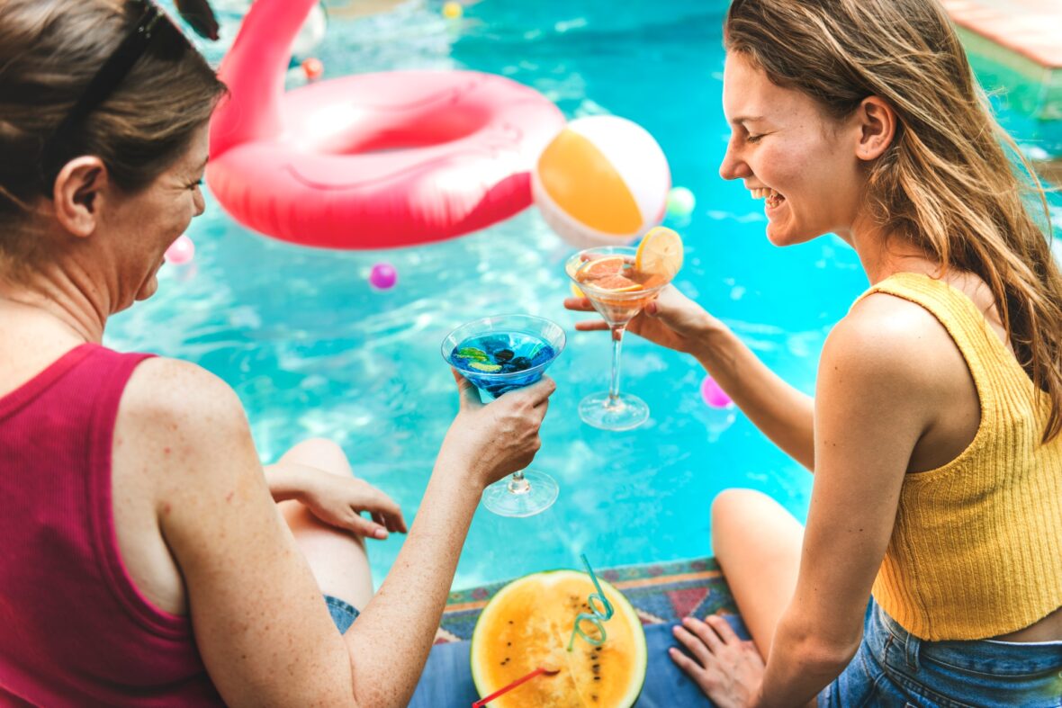 Cocktail party by the swimming pool