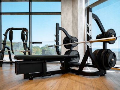 Modern gym interior with new fitness equipment