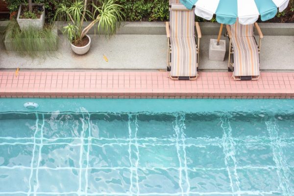 Swimming pool in summer time