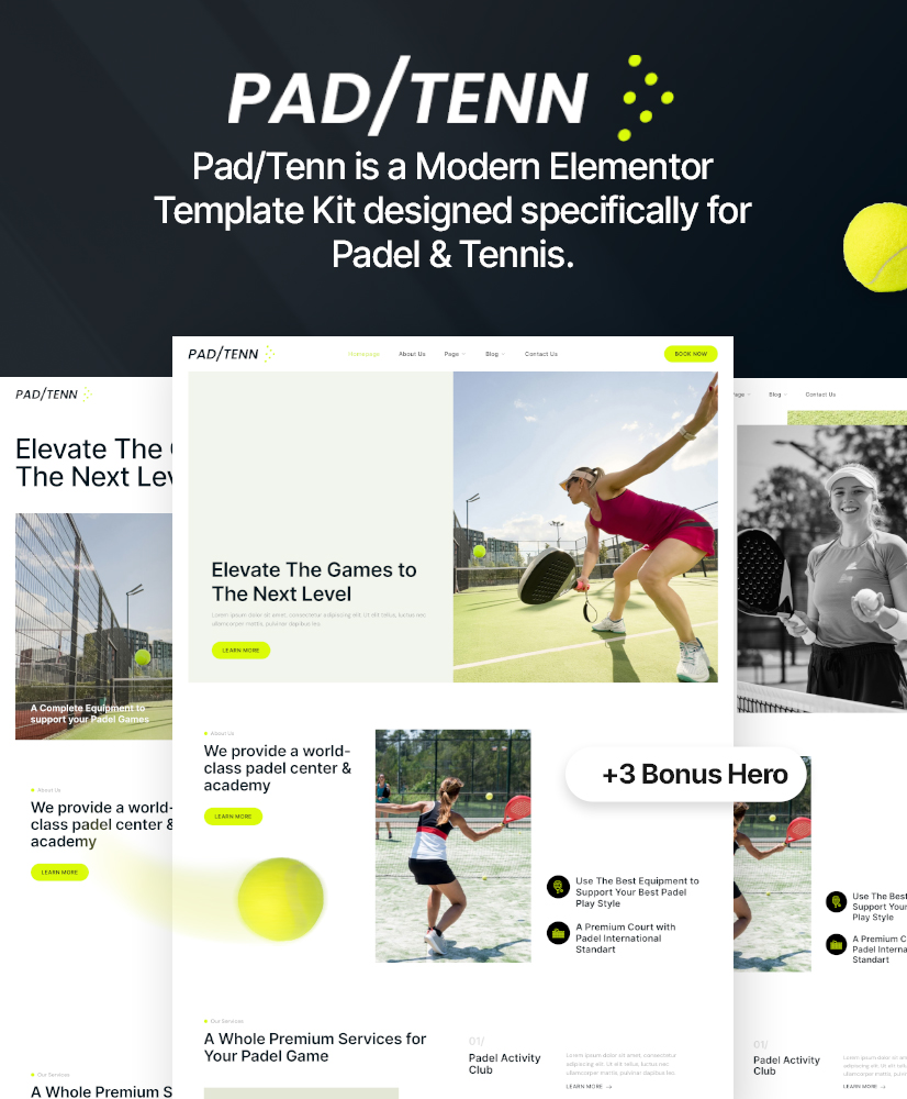 Padtenn - Padel & Tennis Elementor Template Kit